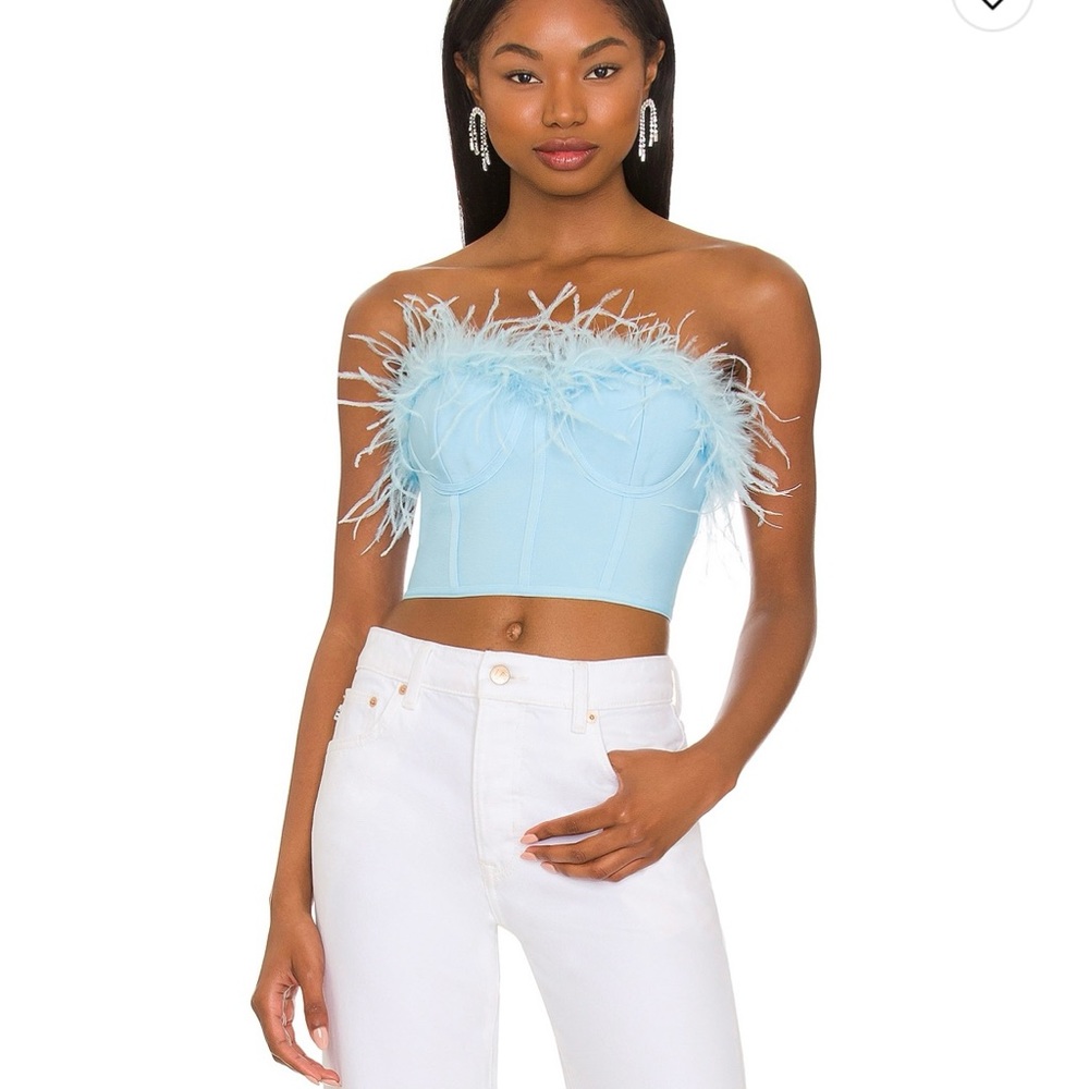 Superdown Blue Embellished Crop Top